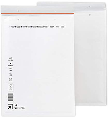 Lot de 100 enveloppes à bulles 250 x 350 mm | Enveloppes à bulles G7 | Enveloppes blanches DIN A4+ | Différentes quantités au choix