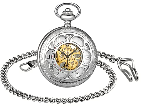 SUPBRO Damen Herren Taschenuhr Loch Analog Mechanische Kettenuhr Uhr Pocket Watch mit Halskette Pullover Kette Digital