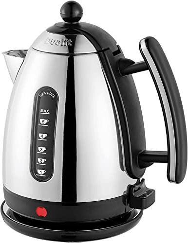 Dualit Wasserkocher Lite - 1,5L Vintage Schnell Kochender - Schwarz Mit Hochglanz Finish - BPA Frei