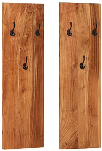 vidaXL 2x Massivholz Akazie Wandgarderobe Vintage-Stil Garderobenpaneel Garderobe Wandpaneel Flurgarderobe Hängegarderobe Haken 36x3x110cm