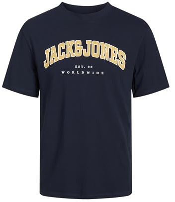 JACK & JONES Mens Jjecaleb Varsity Tee O-Neck Noos T-Shirt, Blazer Navy, L UK
