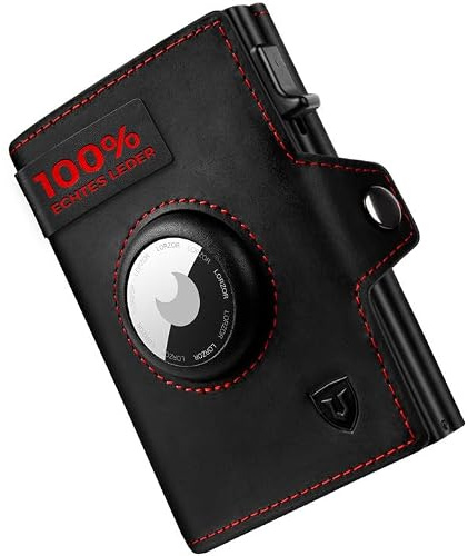 LORZOR® Airtag Wallet, Slim Wallet mit Münzfach, Portmonee Herren aus echtem Leder, RFID Blocker Portemonnaie, kartenetui Herren Platz für 10 Karten, Geldbeutel für Männer
