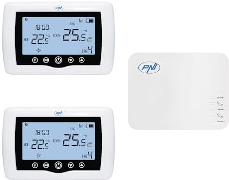 Termostato intelligente PNI CT410 Pro senza fili con Wi-FI, controllo di 2 zone via Internet, per sistemi di riscaldamento, pompe, elettrovalvole, TuyaSmart APP, isteresi 0,2 gradi C