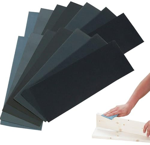 Profi Schleifpapier Set, Sandpaper 23 x 9 cm, 15 Stück Körnung von 400 bis 2000, Trocken und Nass Schleifpapier Fein Schmirgelpapier für Auto Holzmöbel Stein Lack Metall Finishing Sanding