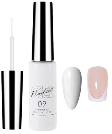 White Gel Nail Polish Liner - French Nail Art Design, UV Shellac Colour For Fineliner, Women's DIY Home Salon, Gel Colours For Nails