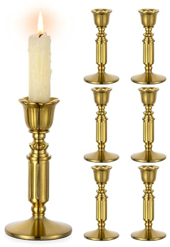 Romadedi Vintage ljusstakar för heminredning, rustikt guld, 14 cm
