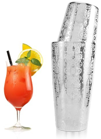Gokelomg Boston Shaker à cocktail en acier inoxydable 304 avec gravure