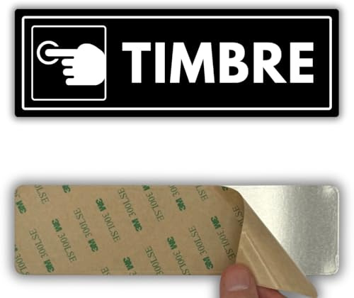 LEIASA | Señal Timbre - 7,5 x 23 cm - Grosor 2 mm - Acrílico - Placa Adhesiva - Cartel Llamar al Timbre - Rótulo Aviso - (Señal Timbre)