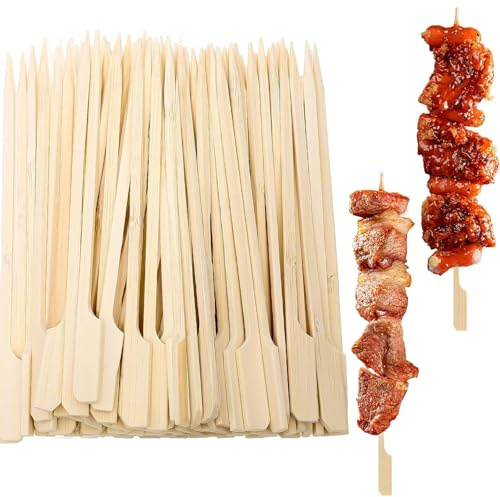 300 Pieces Bamboo Paddle Skewers 15CM, Flat Burgers Sticks Kids Wooden Fruits Picks Cocktail Sticks Barbecue Kebabs Skewers for Buffets Party Fountain Fondue
