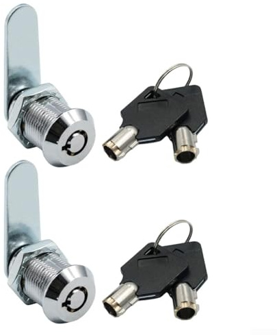 Lot de 2 verrous à levier en alliage de zinc fileté 16 mm pour casier de rangement, meubles, boîte aux lettres, sécurité avec système de clé générale