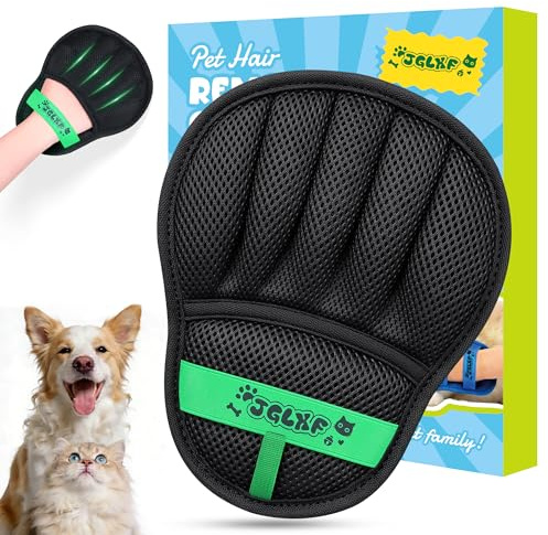 JGLXF Upgraded Pet Hair Removal Glove for Dogs & Cats, Electrostatic Five-Finger Hair Remover for Furniture, Couch, Carpet, Clothing& Car Seat, 1Pcs Reusable Magic Brush Pet Hair Remover Tool (Black)