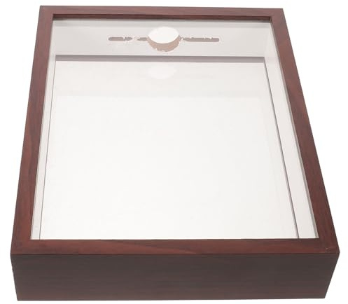 WRITWAA Boîte à Souvenirs pour Capsules de Bière, Boîte de Collection de Bouchons de Vin, Bois et Acrylique, 31x22,5x5,5cm, Style Vintage, pour Décoration Intérieure et Fêtes,