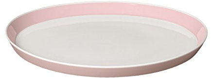 Ritzenhoff Livø Assiette Plate, Plat de Service, Asssiette Menu, Porcelaine, Blanc/Rose, Ø 26 cm, 4150003