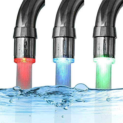 Sensore di temperatura a 3 colori gradiente LED Light Kitchen bagno rubinetto acqua soffione doccia bambini lavarsi le mani più LED Aeratore rubinetto di ricambio per cucina, lavello(1 PC)