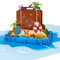 LIMAH® Pop-Up 3D Reisekarte/Gutscheinkarte für Urlaub, Reise, Ausflug/als Reisegutschein, Geschenk oder Geschenkkarte/Reisekoffer am Strand-Motiv/in lau