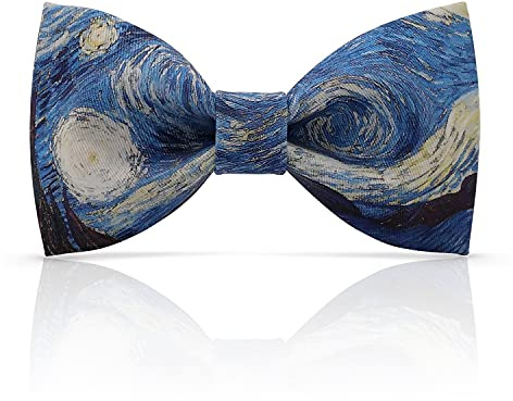 Lanzonia Pajaritas Hombre Originales Dibujos Pajarita Azul Fantasia Motivo Divertida Estampada Noche Estrellada Motif Arte Preatada para Regalo Cumpleaños Fiesta Festival