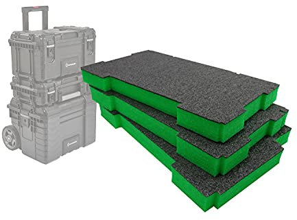 Shadow Foam Easy Peel – skuminsatser för Magnusson Site System – Full Stack [Grön 50 mm tre-pack] topp, mellan- och vagnskuminlägg för Magnusson Toolbox System | Elverktygsförvaring