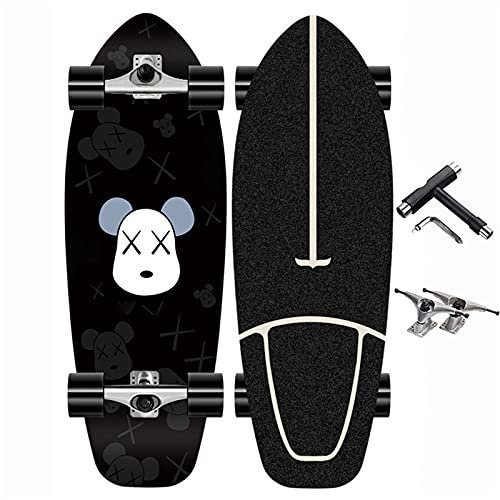Skateboard Skaten Cruiser Boards Retro Komplettboard, Longboard Dance Surfbretter Für Teenager Anfänger Mädchen Jungen Erwachsene, 8 Lagen Maple Tricks Waveboard, 75*24cm, Maximale Belastung 150Kg,D