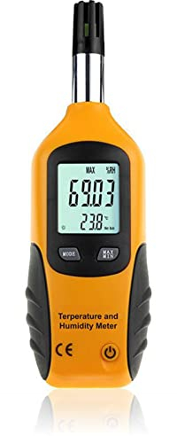 ThreeH Medidor Temperatura y Humedad con Retroiluminación Termómetro Higrómetro Monitor con Punto Rocío Bombilla Húmeda para Interior Exterior MIN/MAX Retención Datos