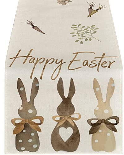 Tischläufer Ostern Frühling Tischläufer Ostertischläufer Ostereier Tischband Osterhase Tischdeko Osterndeko Frühlingdeko Tischdekoration 33x120 cm Ostern Tischdecke für Esszimmer (B, 33x120 cm)