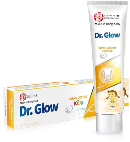 Dr. Glow Dentifricio Bambini, Dentifricio Riparatore delle Carie, Idrossiapatite Dentifricio Senza Fluoro, Dentifricio Rimineralizzante per Bambini, Trattamento delle Carie al Gusto di Frutta 50g