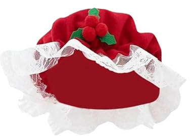 XNHIU Mrs. Claus Hat Costume Santa Claus Mop Cap Red Berry Bonnet Hat Lace White Trim Hat Christmas Costumes Props for Christmas Party