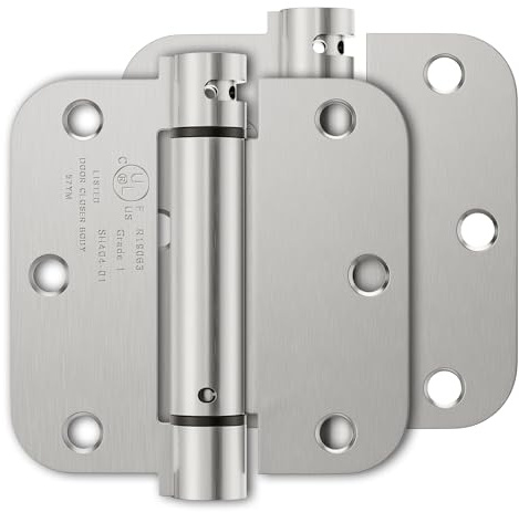 Luxbaro 2 Pack Self Closing Door Hinges 3.5 Inch, Spring Door Hinge with 5/8'' Radius Corners, Adjustable Tension for Garage, Front Door, Back Door, for Left and Right Hand Door, UL Listed