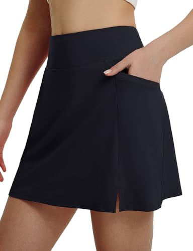 baleaf Women's Golf Skort Tennis Skirts High Waisted with 5 Pockets Sports Athletic Skorts Workout Running Black L