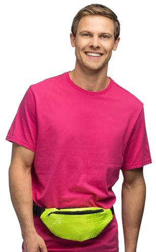Boland - Retro Gürteltasche in Neonfarben, Tasche für 90er Mottoparty, Bauchtasche ideal für Festival, Kostüme und den Alltag
