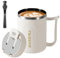 OITUGG 500ml Desk Mug, Thermal Mug with Stainless Steel Inner, Coffee Cup with Handle and Stainless Steel Spoon, Double Walled Designed, Keep up to 2 Hours, Size 4.33 x 3.15 Inch, White