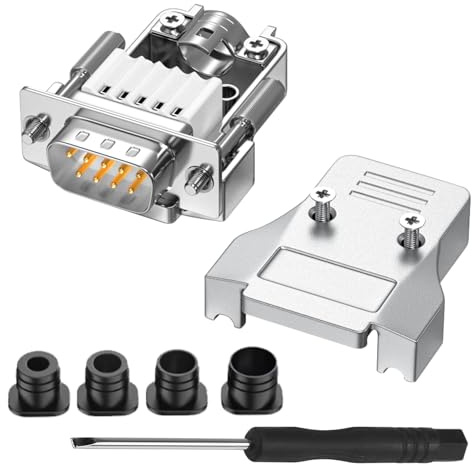 QIANRENON Conector serie DB9 sin soldadura compacto DB9 macho adaptador de terminal de crimpado chapado en oro D-SUB 9 pines sin soldadura, tornillo frontal, tubo trasero, para reparación RS232/RS485
