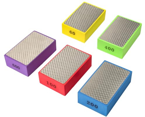 5PCS Hand Diamond Polishing Pads for Porcelain Wood Tile Stone Ceramic,Diamond Sanding Blocks,Grit 60# 100# 200# 400# 600#