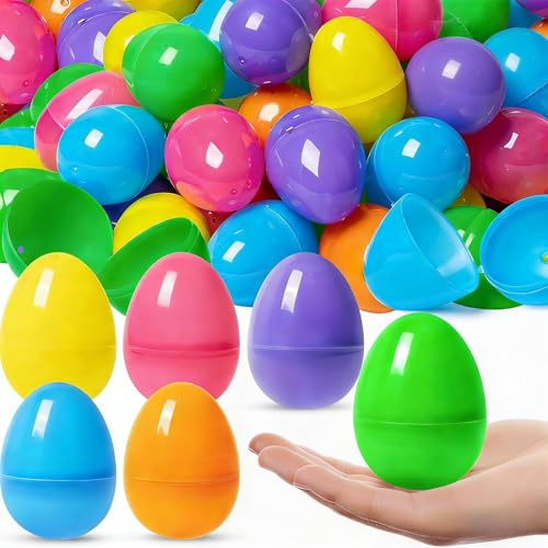 Solihigh Easter Eggs,24PCS Fillable Plastic Egg Bright Colors Plastic Eggs (6 Colors x 4) for Easter Egg Hunt, Fillable Treat Containers for Party Favors, Basket Stuffers, Classroom Prizes