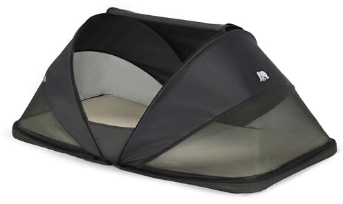 Deryan Cutey Resesäng för småbarn med madrass, popup babytält, 0–2,5 år, vikbar på 2 sekunder – inkl. myggnät och resväska, för ett barn, 120 x 63 x 50 cm, svart