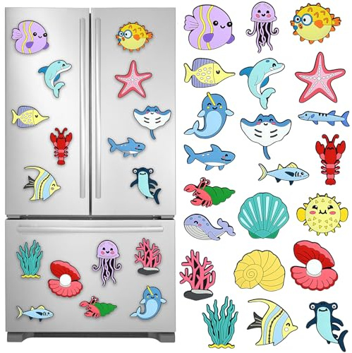 22 Animales Marinos Imanes Nevera Silicona Instalación Firme