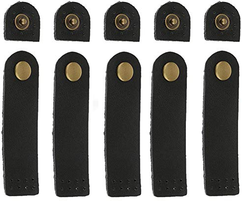 MoreChioce 5 Stück Taschenverschluss Lederriemen mit Druckknöpfe Magnetverschluss Knopf Magnetknöpfe für DIY Nähen Taschenzubehör,Schwarz