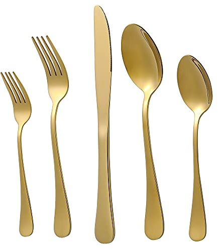 Xingjiake Gold Silverware Set 40 Piece, Flatware Cutlery Set For 8, Stainless Steel Gold Forks And Spoons Silverware Set, Kitchen Utensils Set, Dishwasher Safe