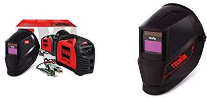 Telwin 815863 Force 165 Saldatrice Inverter ad Elettrodo con Maschera Automatica e Accessori di Saldatura, 230 V, 4,23 kg, Rosso, Force 165 maschera e accessori & Lion Maschera MMA/MIG-MAG/WIG