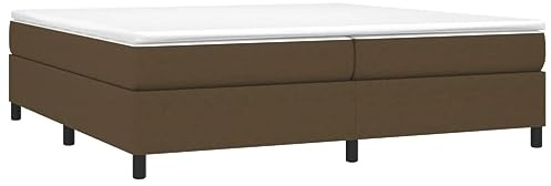 vidaXL Estructura de Cama con Somier, Somier de Matrimonio de Listones, Base de Cama Tapizada, Mueble para Dormitorio Hogar, Tela Marrón Oscuro 200x200 cm