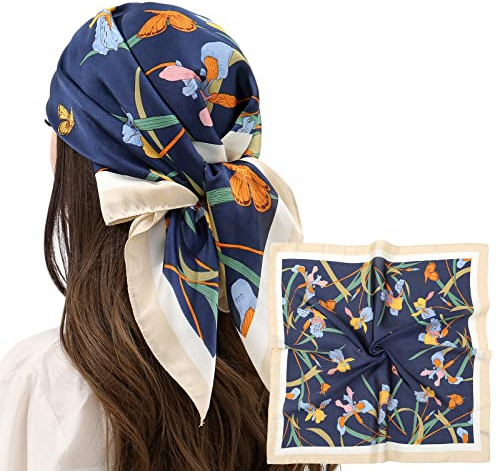 Pañuelo para la cabeza de seda satinada para dormir, pañuelo cuadrado, pañuelo para mujer, 70 cm