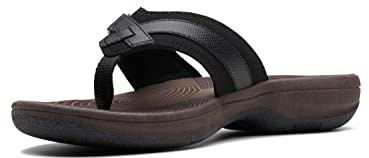 Clarks Women's Breeze Sea, Black Synethetic/Brown Sole, 8