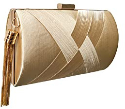 CORIOS Bolsa de Noche para Mujer Clutch con Fleco Borlas Vintage Retro Bolso de Hombro Bolso de Boda Partido Fiesta Baile Ceremonia Fiesta de Coctel Bolsos Bandolera Champán