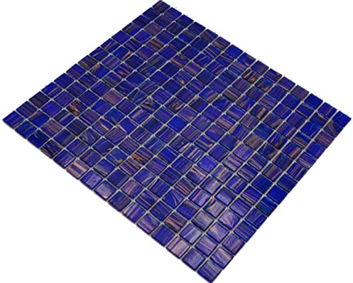 Mosaik dunkelblau Glasmosaik Mosaikfliese Fliesen Glas glänzend Quadrat Wand Boden Küche Bad Dusche
