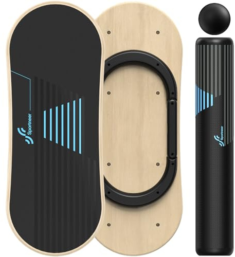 Sportneer Balance Board, 7 Modes Wobble Board, Indoor Board, Skateboard, Surf Balance Board with Adjustable Stoppers - Scooter and 2.8 Ball Included