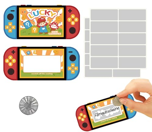 ALEGRE® Gutschein zum Selber Ausfüllen mit Rubbelaufkleber,20 Stück Rubbelkarten zum Selber Beschriften,Spielkonsole Gutschein Rubbelkarte für Hochzeit,Schulanfang,Geburtstag Party Kreatives Geschenk