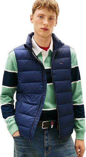 Tommy Jeans Herren Weste Down Leicht, Blau (Dark Night Navy), M