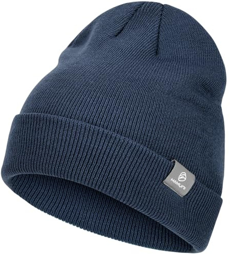 HAMUNI Beanie Mütze für Herren Damen Winter Warme Beanies Unisex Klassische Wintermützen Strickmütze Dehnbare Weiche Acryl Beanie Hat Vintage Einfarbig Strickmütze (Blau)