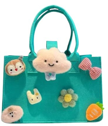DxXU SewLife Multi-use Cartoon Portable Felt Tote Bag Gift For Kids Suitable For Baby Shower Birthday Party (20.peacock blue medium2)