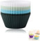 Silikon Muffinförmchen Backformen Muffinform Silikonform, 12er-Set Wiederverwendbare BPA-free Muffinform Silikon, Standard Silikonformen für Muffins 4 Farben, Antihaft Silikon Backform