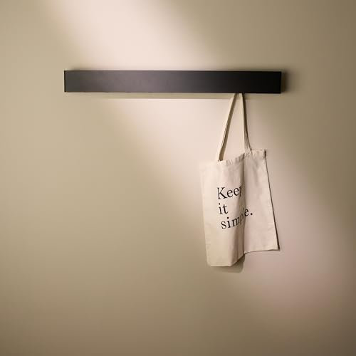 Designfabrik Hamburg Wandgaderobe | Garderobe mit verdeckten Wandhaken | Garderobenleiste aus Metall | Kleiderhaken | Garderobe Modernes Design 80 cm Matt Schwarz